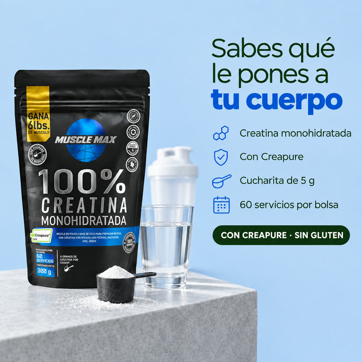 Creatina Monohidratada Musclemax 60 Servicios Creapure: portada