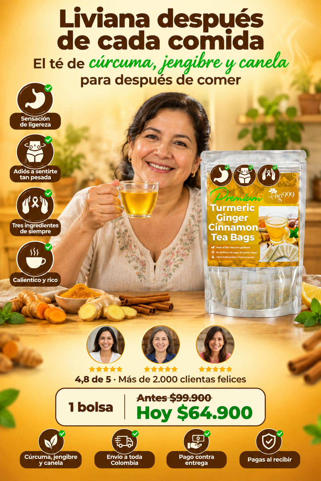 Té de Cúrcuma, Jengibre y Canela