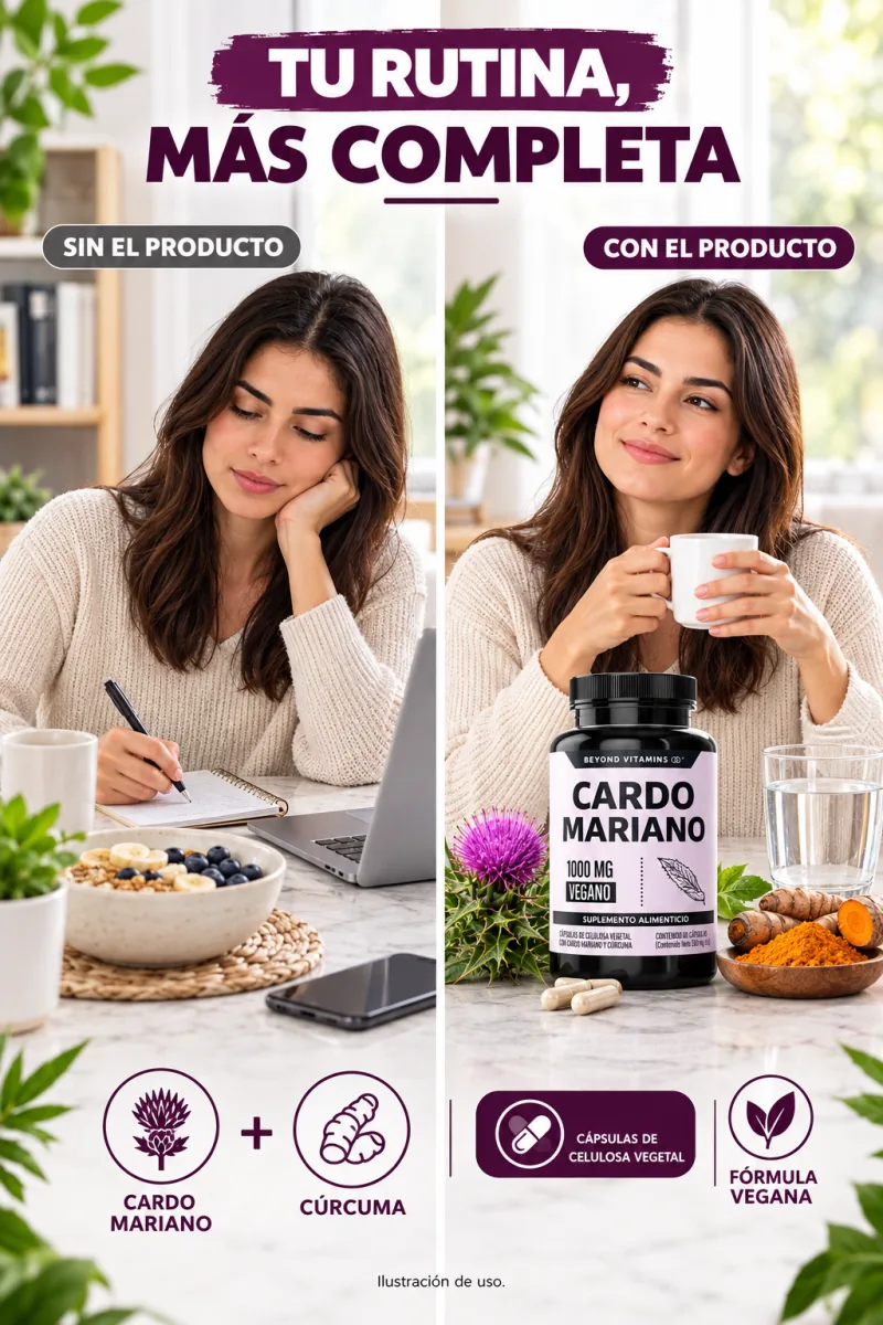 Comparación ilustrativa del uso del producto